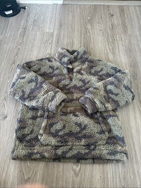 American Eagle Cozy Camouflage Sherpa Quarter-Zip Pullover